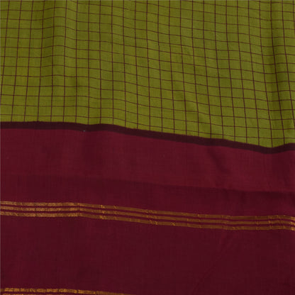 Sanskriti Vintage Sarees Green Pure Cotton Printed & Zari Woven 5+ydCraft Fabric