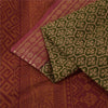 Sanskriti Vintage Sarees Green & Red Zari Border Pure Cotton Printed Sari Fabric