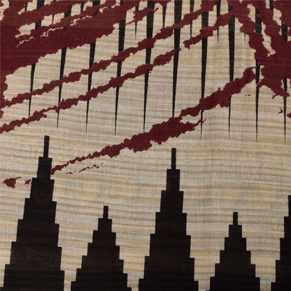 Sanskriti Vintage Sarees Indian Black Pure Cotton Printed Sari 5+yd Craft Fabric