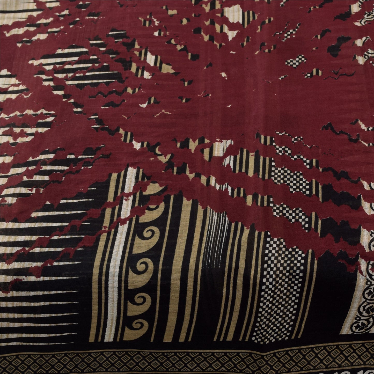 Sanskriti Vintage Sarees Indian Black Pure Cotton Printed Sari 5+yd Craft Fabric