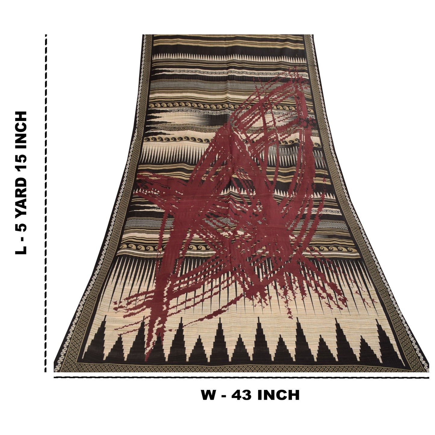 Sanskriti Vintage Sarees Indian Black Pure Cotton Printed Sari 5+yd Craft Fabric