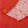 Sanskriti Vintage Sarees Pink &amp; Rød Ren Bomuld Trykt &amp; Zari Vævet Stof 5+ yard