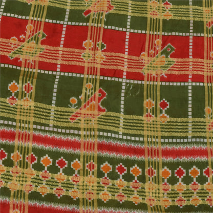 Sanskriti Vintage Sarees Patan Patola Animal Print Woven Pure Cotton Sari Fabric