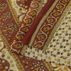 Sanskriti Vintage Sarees Indian Ivory Pure Cotton Printed Sari 5+yd Craft Fabric