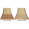 Sanskriti Vintage Sarees Indian Ivory Pure Cotton Printed Sari 5+yd Craft Fabric
