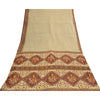Sanskriti Vintage Sarees Indian Ivory Pure Cotton Printed Sari 5+yd Craft Fabric