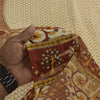 Sanskriti Vintage Sarees Indian Ivory Pure Cotton Printed Sari 5+yd Craft Fabric