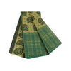 Sanskriti Vintage Sarees Indian Green Pure Cotton Printed Sari 5+yd Craft Fabric