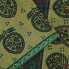 Sanskriti Vintage Sarees Indian Green Pure Cotton Printed Sari 5+yd Craft Fabric