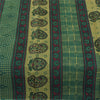 Sanskriti Vintage Sarees Indian Green Pure Cotton Printed Sari 5+yd Craft Fabric