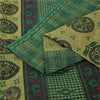 Sanskriti Vintage Sarees Indian Green Pure Cotton Printed Sari 5+yd Craft Fabric