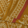 Sanskriti Vintage Sarees Indian Saffron Pure Cotton Print Sari 4+yd Craft Fabric