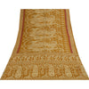 Sanskriti Vintage Sarees Indian Saffron Pure Cotton Print Sari 4+yd Craft Fabric