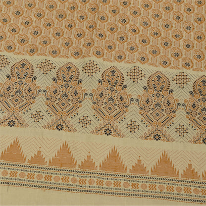 Sanskriti Vintage Sarees Indian Brown Pure Cotton Woven Sari 5+yd Craft Fabric