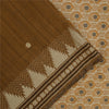 Sanskriti Vintage Sarees Indian Brown Pure Cotton Woven Sari 5+yd Craft Fabric
