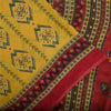 Sanskriti Vintage Sarees Indian Yellow Pure Cotton Print Sari 5+yd Craft Fabric