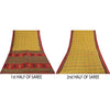 Sanskriti Vintage Sarees Indian Yellow Pure Cotton Print Sari 5+yd Craft Fabric