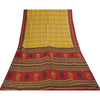 Sanskriti Vintage Sarees Indian Yellow Pure Cotton Print Sari 5+yd Craft Fabric
