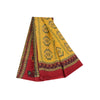 Sanskriti Vintage Sarees Indian Yellow Pure Cotton Print Sari 5+yd Craft Fabric