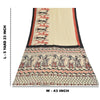 Sanskriti Vintage Sarees Indian Ivory Pure Cotton Printed Sari 5+yd Craft Fabric