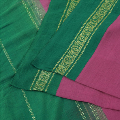Sanskriti Vintage Sarees Pink 100% Pure Cotton Solid & Woven 5+yd Craft Fabric