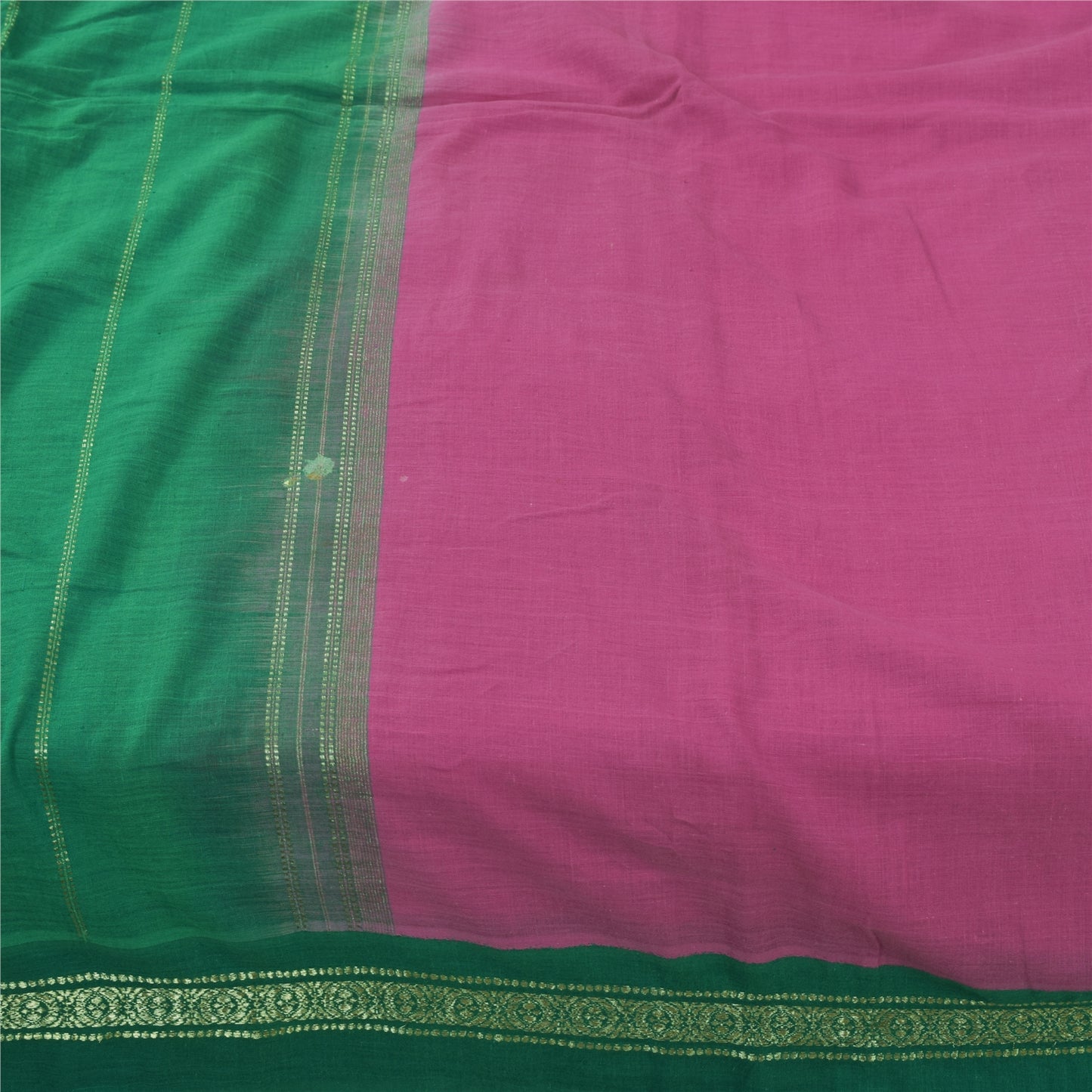 Sanskriti Vintage Sarees Pink 100% Pure Cotton Solid & Woven 5+yd Craft Fabric