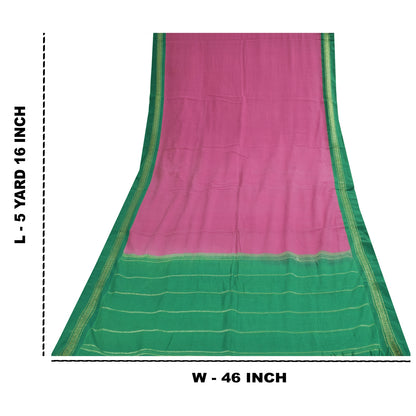 Sanskriti Vintage Sarees Pink 100% Pure Cotton Solid & Woven 5+yd Craft Fabric