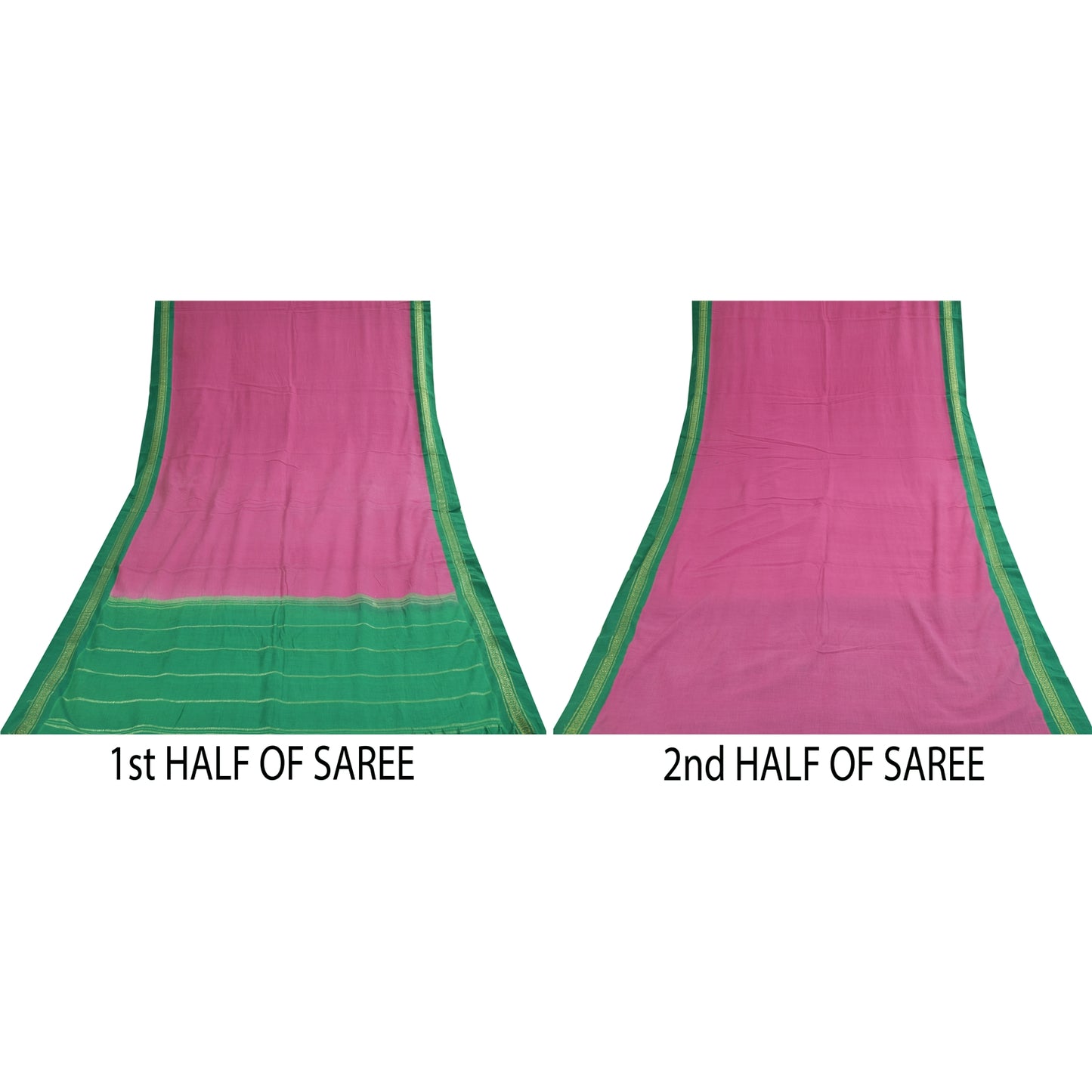 Sanskriti Vintage Sarees Pink 100% Pure Cotton Solid & Woven 5+yd Craft Fabric