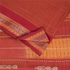 Sanskriti Vintage Sarees Red & Yellow Beghampuri Woven Pure Cotton Sari Fabric