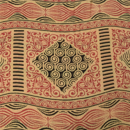 Sanskriti Vintage Sarees Pure Cotton Printed Woven Border Sari 5+yd Craft Fabric