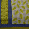 Sanskriti Vintage Sarees Gray & Green Pure Cotton Printed Sari 5+yd Craft Fabric
