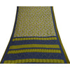 Sanskriti Vintage Sarees Gray & Green Pure Cotton Printed Sari 5+yd Craft Fabric