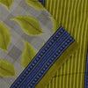 Sanskriti Vintage Sarees Gray & Green Pure Cotton Printed Sari 5+yd Craft Fabric