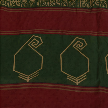 Sanskriti Vintage Sarees Light Brown Pure Cotton Printed Sari 5+yd Craft Fabric