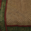 Sanskriti Vintage Sarees Light Brown Pure Cotton Printed Sari 5+yd Craft Fabric