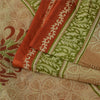 Sanskriti Vintage Sarees Brown & Red Pure Cotton Printed Sari 5+yd Craft Fabric