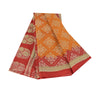 Sanskriti Vintage Sarees Indian OrangePure Cotton Printed Sari 5+yd Craft Fabric