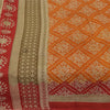 Sanskriti Vintage Sarees Indian OrangePure Cotton Printed Sari 5+yd Craft Fabric
