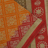 Sanskriti Vintage Sarees Indian OrangePure Cotton Printed Sari 5+yd Craft Fabric