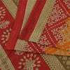 Sanskriti Vintage Sarees Indian OrangePure Cotton Printed Sari 5+yd Craft Fabric