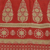 Sanskriti Vintage Sarees Indian OrangePure Cotton Printed Sari 5+yd Craft Fabric