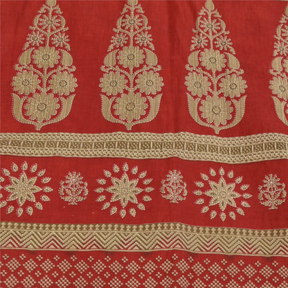 Sanskriti Vintage Sarees Indian OrangePure Cotton Printed Sari 5+yd Craft Fabric