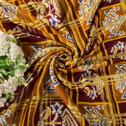Sanskriti Vintage Saree Green Pure Cotton Patan Patola Ikat Print-Woven 5 YDSari