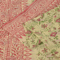 Sanskriti Vintage Sarees Cream Pure Cotton Hand Block Printed Sari 5+yd Fabric