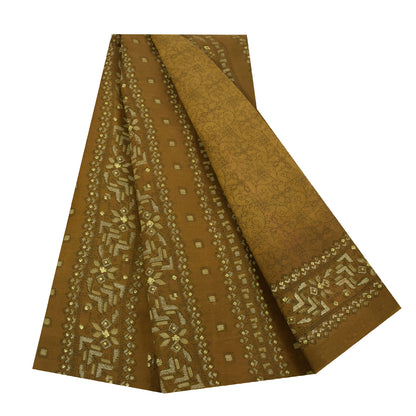 Sanskriti Vintage Sarees Heena Green Pure Cotton Printed Sari 5+yd Craft Fabric