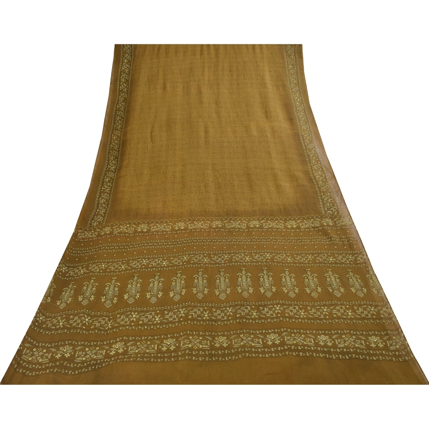 Sanskriti Vintage Sarees Heena Green Pure Cotton Printed Sari 5+yd Craft Fabric