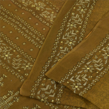 Sanskriti Vintage Sarees Heena Green Pure Cotton Printed Sari 5+yd Craft Fabric