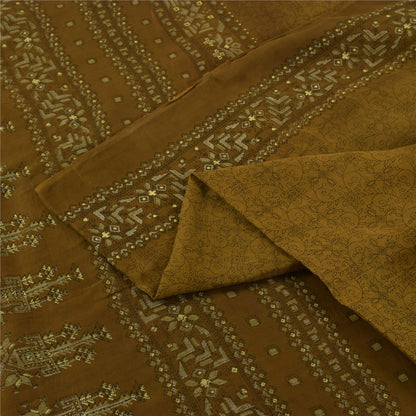 Sanskriti Vintage Sarees Heena Green Pure Cotton Printed Sari 5+yd Craft Fabric