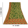 Sanskriti Vintage Sarees Grøn 100% Ren Bomuld Trykt Sari 5+ yard Håndværksstof