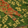 Sanskriti Vintage Sarees Grøn 100% Ren Bomuld Trykt Sari 5+ yard Håndværksstof